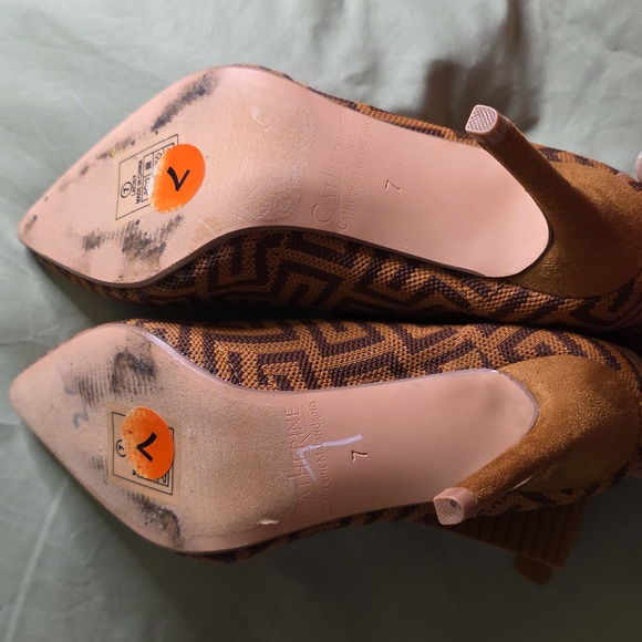 Catherine Malandrino Brown Geometric Heeled Boots - Picture 5 of 6